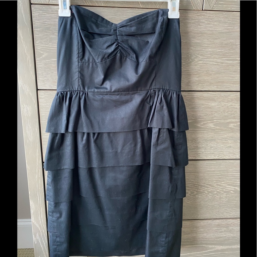 J. Crew black strapless ruffle dress size 2